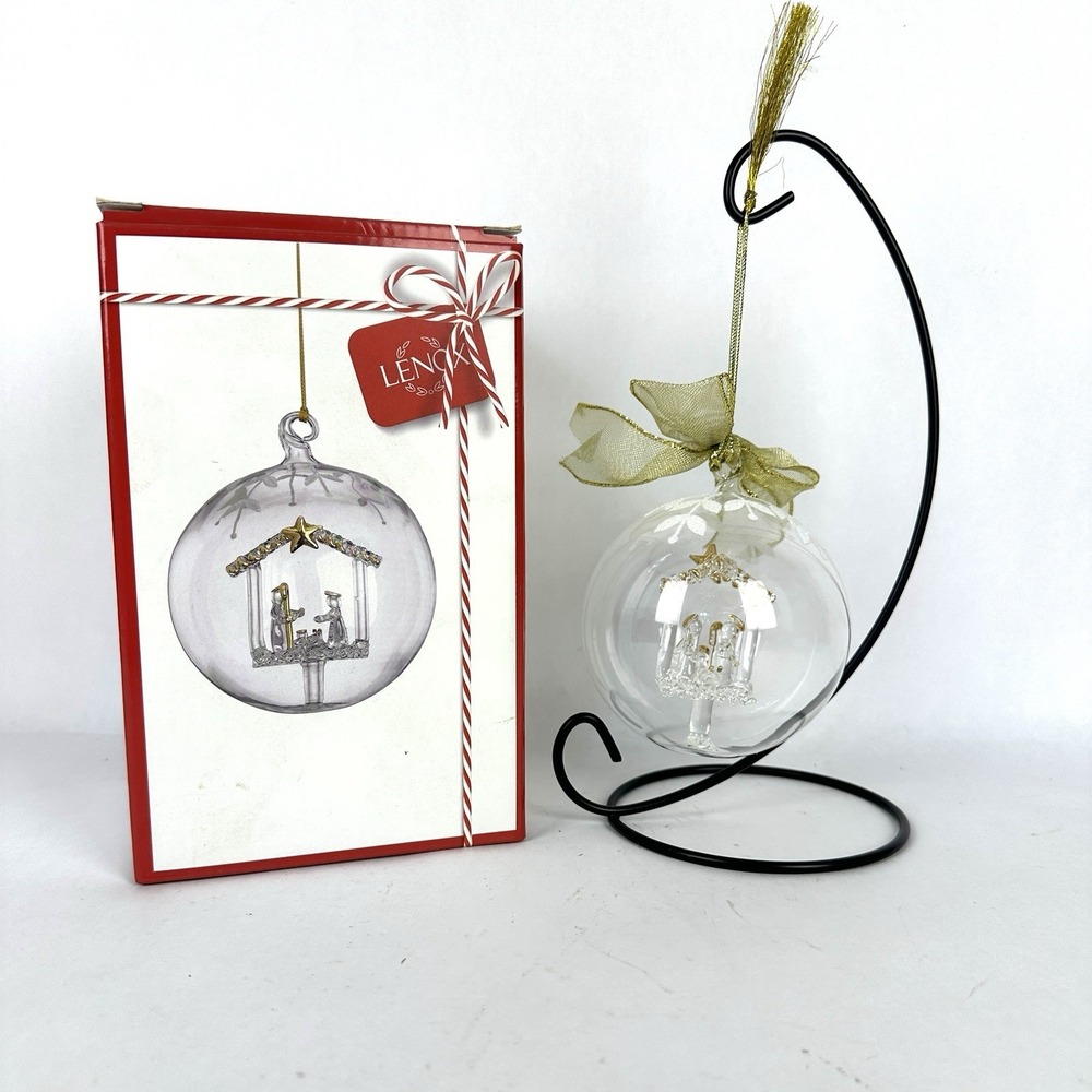 Lenox Crystal Wonder Nativity Glass Ornament 4" Holy Family NEW IN BOX